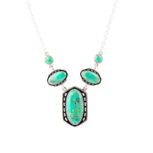 Load image into Gallery viewer, Shielded Lime Greeen Turquoise and Sterling SIlver Necklace