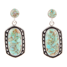 Load image into Gallery viewer, Shielded Blue Turquoise and Sterling Silver Earrings