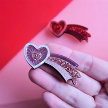 Load image into Gallery viewer, Shooting Heart Mini Brooch by Cherryloco - RED