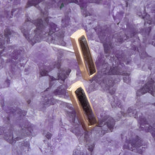 Load image into Gallery viewer, Short Linear Amethyst and Bronze Stud
