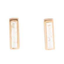 Load image into Gallery viewer, Short Linear White Picture Jasper and Bronze Stud