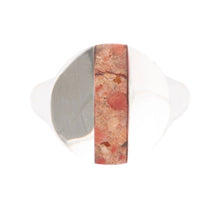 Load image into Gallery viewer, Signet Orange Sponge Coral and Sterling Silver Circle Ring