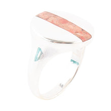 Load image into Gallery viewer, Signet Orange Sponge Coral and Sterling Silver Circle Ring