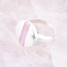 Load image into Gallery viewer, Signet Pink Opal and Sterling Silver Circle Ring