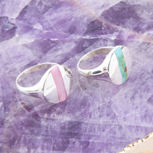 Load image into Gallery viewer, Signet Pink Opal and Sterling Silver Circle Ring