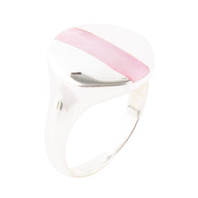 Load image into Gallery viewer, Signet Pink Opal and Sterling Silver Circle Ring