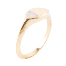 Load image into Gallery viewer, Signet Triangle Pink Opal and Bronze Ring
