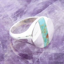 Load image into Gallery viewer, Signet Turquoise and Sterling Silver Circle Ring