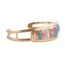 Load image into Gallery viewer, Simplicity Refined Blue Spiny Oyster/Turquoise Golden Bracelet