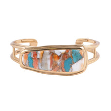 Load image into Gallery viewer, Simplicity Refined Blue Spiny Oyster/Turquoise Golden Bracelet
