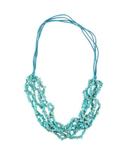 Load image into Gallery viewer, Six Strand Blue Turquoise Magnesite and Leather Statement Necklace