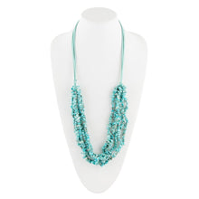 Load image into Gallery viewer, Six Strand Blue Turquoise Magnesite and Leather Statement Necklace