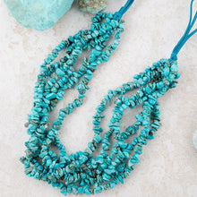 Load image into Gallery viewer, Six Strand Blue Turquoise Magnesite and Leather Statement Necklace