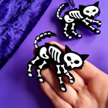 Load image into Gallery viewer, Skeleton Cat Brooch by Cherryloco Jewellery