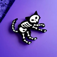 Load image into Gallery viewer, Skeleton Cat Brooch by Cherryloco Jewellery