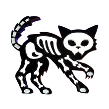Load image into Gallery viewer, Skeleton Cat Brooch by Cherryloco Jewellery