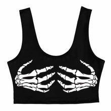 Load image into Gallery viewer, Skeleton Black Crop Tank Top