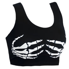 Load image into Gallery viewer, Skeleton Black Crop Tank Top