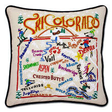 Load image into Gallery viewer, Ski Colorado Hand-Embroidered Pillow