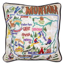 Load image into Gallery viewer, Ski Montana Hand-Embroidered Pillow
