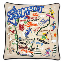 Load image into Gallery viewer, Ski Vermont Hand-Embroidered Pillow