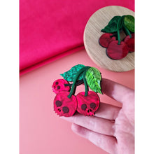 Load image into Gallery viewer, Skull Cherry Brooch by Cherryloco