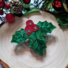 Load image into Gallery viewer, Skull Holly Brooch by Cherryloco