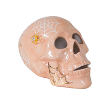 Load image into Gallery viewer, &quot;Mr. Bones and Charlotte&quot; Skull Decor with 22K Gold Accents- Sheer Orange