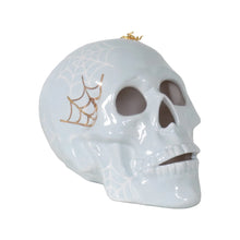 Load image into Gallery viewer, &quot;Mr. Bones and Charlotte&quot; Skull Decor with 22K Gold Accents- Light Blue
