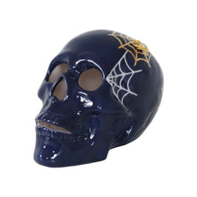 Load image into Gallery viewer, &quot;Mr. Bones and Charlotte&quot; Skull Decor with 22K Gold Accents- Navy Blue