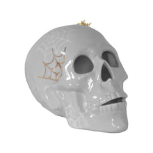 Load image into Gallery viewer, &quot;Mr. Bones and Charlotte&quot; Skull Decor with 22K Gold Accents- Light Gray