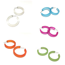 Load image into Gallery viewer, Neon Yellow Frosted Small Classic Hoop Earrings