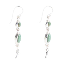 Load image into Gallery viewer, Splendor Turquoise Sterling Feather Earrings