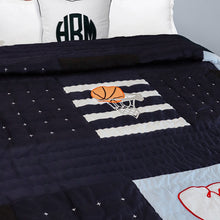 Load image into Gallery viewer, Handmade Sports Quilt &amp; Shams – Toddler to Twin Boys Bedding