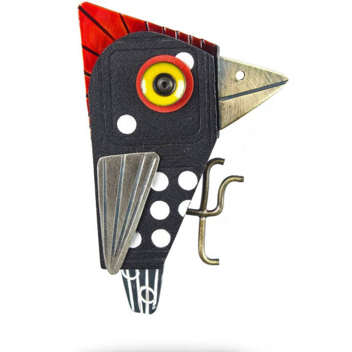 Spotted Woodpecker Brooch by Chickenscratch