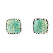 Load image into Gallery viewer, Squared Up Green Turquoise and Sterling Silver Stud Earrings