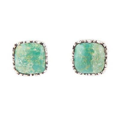 Squared Up Green Turquoise and Sterling Silver Stud Earrings