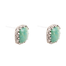 Load image into Gallery viewer, Squared Up Green Turquoise and Sterling Silver Stud Earrings
