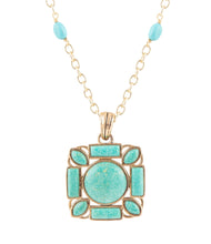 Load image into Gallery viewer, Squared Up Green Turquoise Pendant Necklace