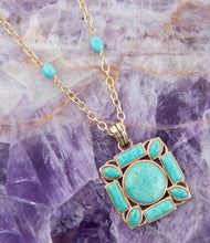 Load image into Gallery viewer, Squared Up Green Turquoise Pendant Necklace