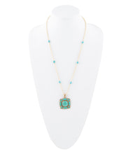 Load image into Gallery viewer, Squared Up Green Turquoise Pendant Necklace