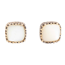 Load image into Gallery viewer, Squared Up Mother of Pearl Golden Stud Earrings