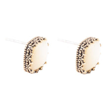 Load image into Gallery viewer, Squared Up Mother of Pearl Golden Stud Earrings