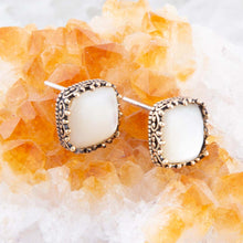 Load image into Gallery viewer, Squared Up Mother of Pearl Golden Stud Earrings