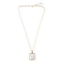 Load image into Gallery viewer, Squared Up White Mother of Pearl Golden Pendant Necklace