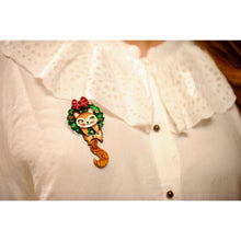 Load image into Gallery viewer, Squirrel in A Christmas Wreath Brooch by Laliblue