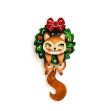 Load image into Gallery viewer, Squirrel in A Christmas Wreath Brooch by Laliblue