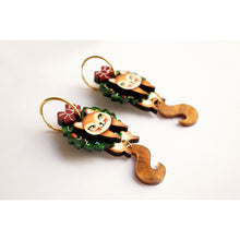 Load image into Gallery viewer, Squirrel in A Christmas Wreath Earrings by Laliblue