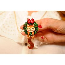 Load image into Gallery viewer, Squirrel in A Christmas Wreath Necklace by Laliblue