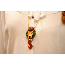 Load image into Gallery viewer, Squirrel in A Christmas Wreath Necklace by Laliblue